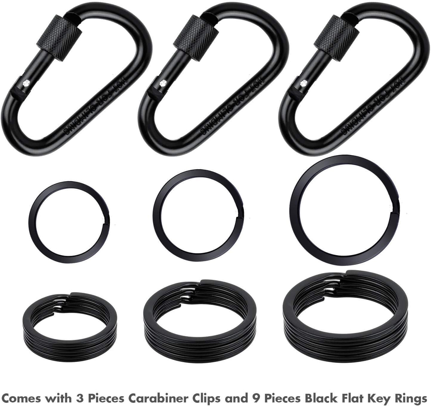 Locking Carabiner D Ring Clips with Flat Key Ring