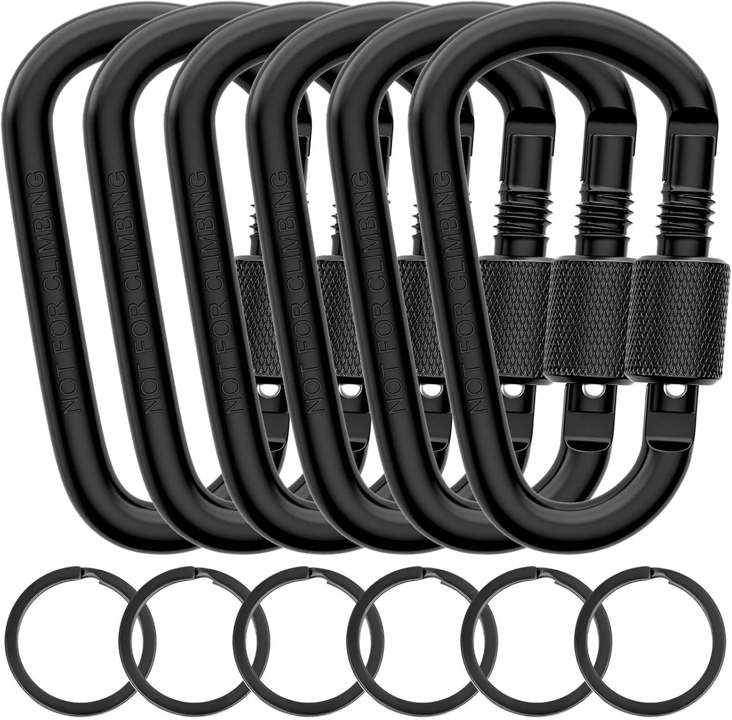 Locking Carabiner D Ring Clips with Flat Key Ring